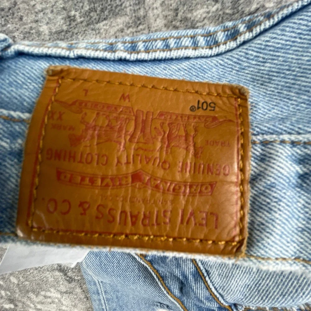 Levi's Mens W28 L30 501 Original Fit Distressed Jeans Light Blue Denim Ripped
